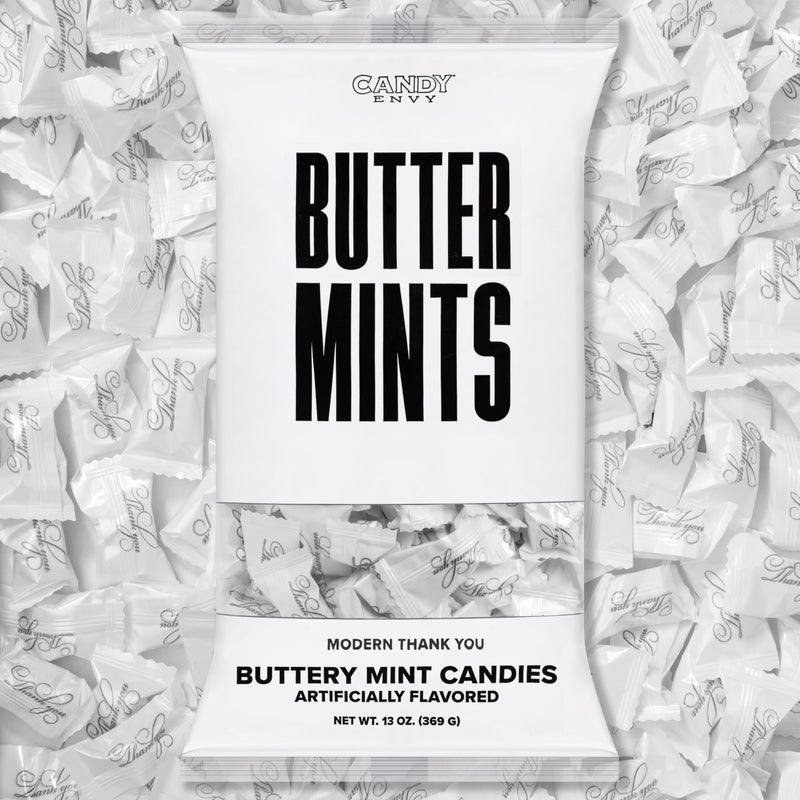 Candy Envy - Modern Thank You Buttermints - 13 oz. Bag - Approximately 100 Individually Wrapped Candy Mints - Reception Desk - Image 1